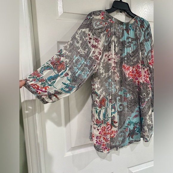 Daniel Rainn DR2 Blouse Womens Plus 2X Paisley Floral Balloon 3/4 Sleeve 2 Piece - Picture 10 of 15